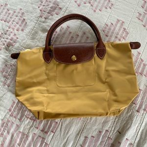 Longchamp Le Pliage small mustard yellow original bag